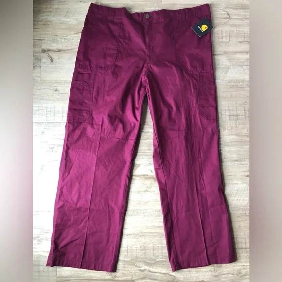 NWT Carhartt medical ripstop scrubs in color wine mens sz regular 2XL casual - Picture 1 of 4